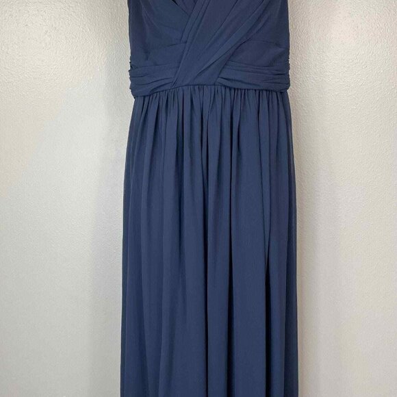 Dessy‎ Collection Gown Womens 8 Blue Sleeveless Draped Chiffon Maxi Bridesmaid - Picture 4 of 13